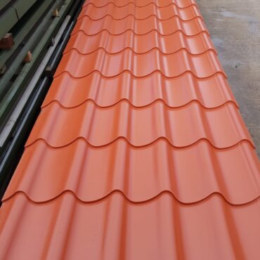 Pan Tile 33/1000 Terracotta PVC Plastisol Coated Steel Roofing Sheets from Stock – Single Sheets
