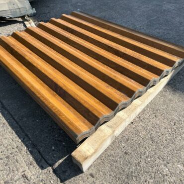 Packs of 4ft, 5ft and 6ft Oak Woodgrain PVC Plastisol Coated Box Profile Roofing Sheets