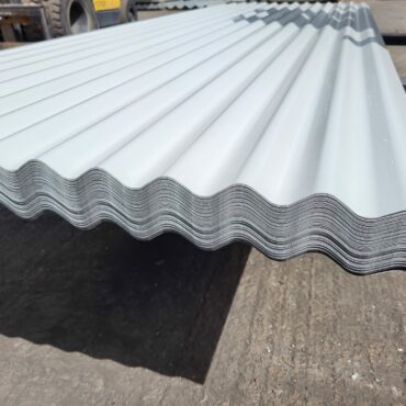 Packs of 8ft, 10ft and 12ft Goosewing Grey PVC Plastisol Coated Scintilla Finish 3” Corrugated Roofing Sheets