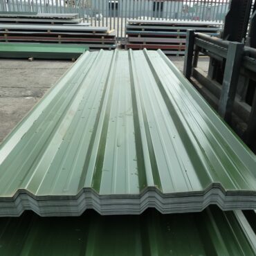 Packs of 12ft Juniper Green PVC Plastisol Coated Scintilla Finish Box Profile Roofing Sheets