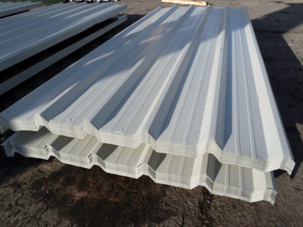 Cheap Packs of 8ft Goosewing Grey PVC Plastisol Coated Leather Grain Finish Box Profile Roofing Sheets