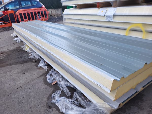 Very Cheap Trisomet 333 Composite Panels / 120mm Insulated Box Profile Steel Roofing Sheets in Merlin Grey with a Plastisol Coated Finish – Packs to clear