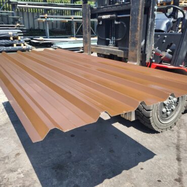 Cheap packs of Van Dyke Brown PVC Coated Galvanised Steel 0.5mm Gauge Box Profile 32/1000 Roofing Sheets