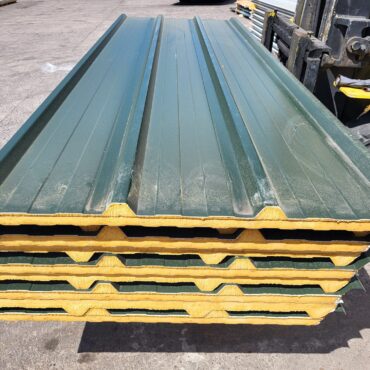 Very Cheap Trisomet 333 Composite Panels / 30mm Insulated Box Profile Steel Roofing Sheets in Juniper Green with a Plastisol Coated Finish – Packs to clear