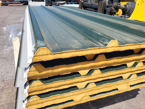 Very Cheap Trisomet 333 Composite Panels / 30mm Insulated Box Profile Steel Roofing Sheets in Juniper Green with a Plastisol Coated Finish – Packs to clear - Image 2