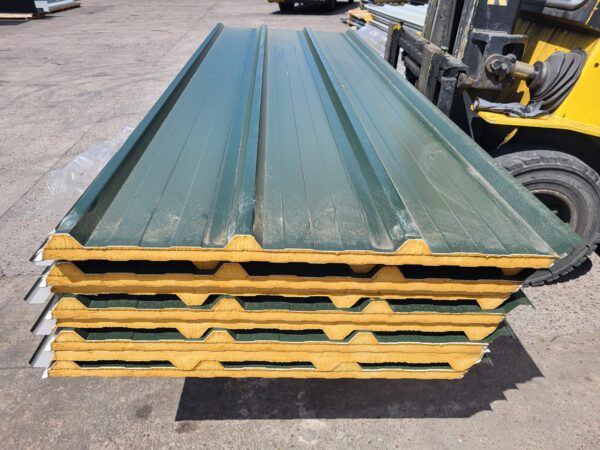 Very Cheap Trisomet 333 Composite Panels / 30mm Insulated Box Profile Steel Roofing Sheets in Juniper Green with a Plastisol Coated Finish – Packs to clear - Image 3