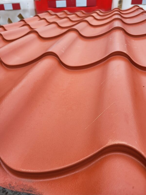 Very Cheap Pan Tile 33/1000 Terracotta PVC Plastisol Coated Steel Roofing Sheets with Anti-Condensation Backing – Pack of 12 x 2m - Image 2