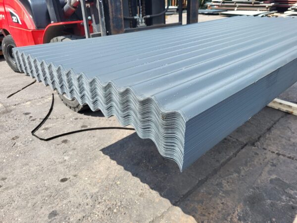 Cheap packs of Anthracite PVC Coated Corrugated 3” Profile Galvanised Steel Roofing / Cladding Sheets, 0.5mm Gauge (1m Cover)