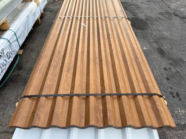 Cheap Oak Woodgrain PVC Plastisol Coated Steel Box Profile Roofing Sheets