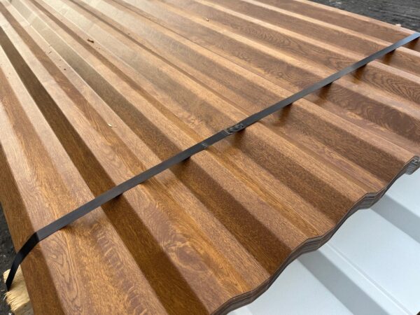 Cheap Oak Woodgrain PVC Plastisol Coated Steel Box Profile Roofing Sheets - Image 2