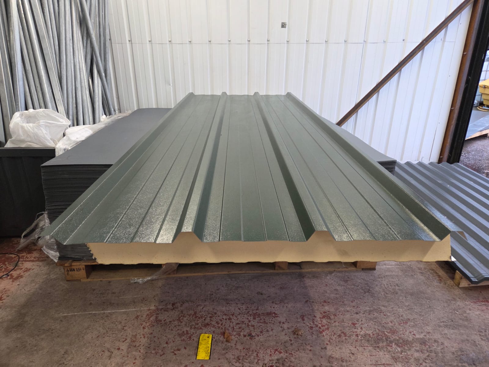 Very Cheap Trisomet 333 Composite Panels / 120mm Insulated Box Profile Steel Roofing Sheets in Juniper Green with a Plastisol Coated Finish – Packs to clear - Image 2