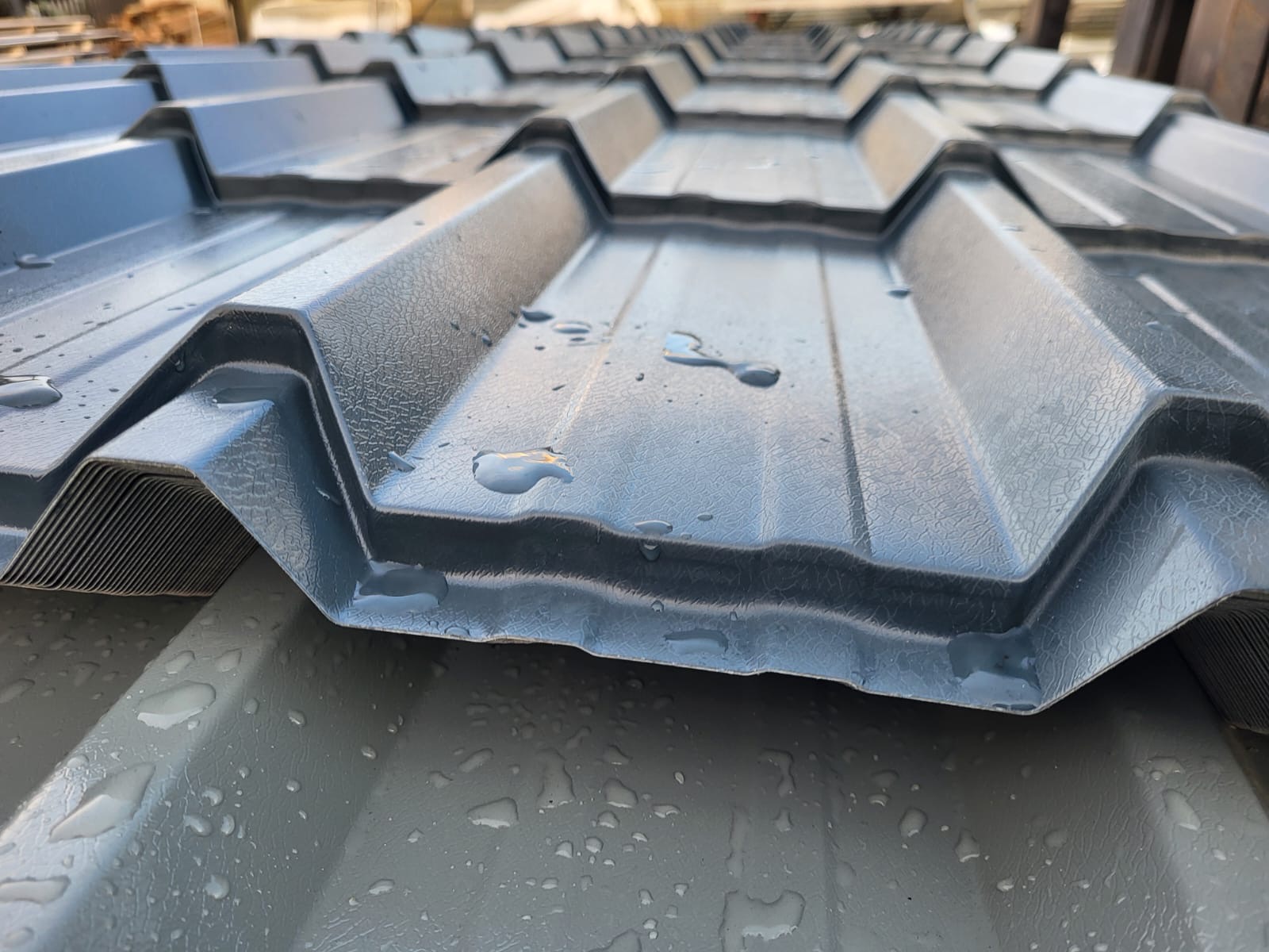 Extremely Cheap Tile Effect Slate Blue / Grey PVC Plastisol Coated Steel Roofing Sheets from Stock – Packs of 10 - Image 3