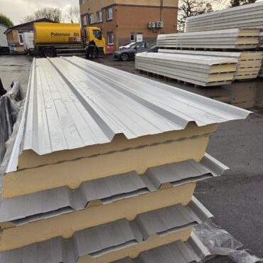 Very Cheap Trisomet 333 Composite Panels / 120mm Insulated Box Profile Steel Roofing Sheets in Goosewing Grey with a Plastisol Coated Finish – Packs to clear