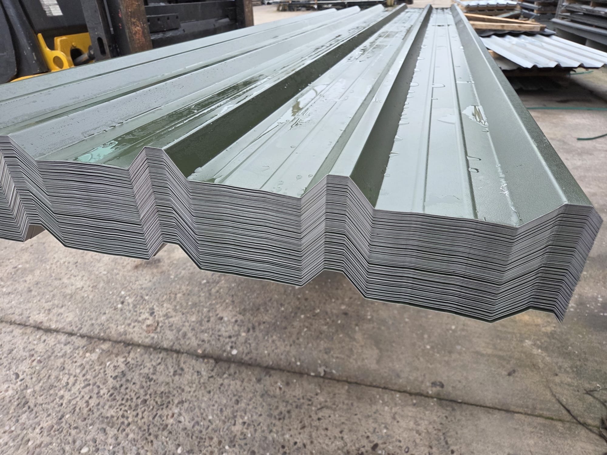 Special Offer - packs of Juniper Green PVC Plastisol Coated Galvanised Steel Box Profile 32/1000 Roofing Sheets