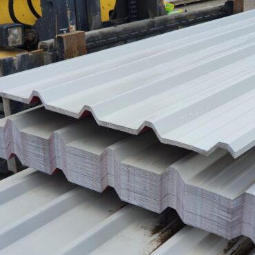 Very Cheap 8ft (2.44m) Grey Alkyd Polyester Coated Galvanised Steel Box Profile 32/1000 Roofing Sheets, 0.5mm Gauge, 1m cover width once fitted