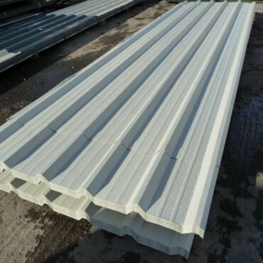 Very Cheap 16ft (4.88m) & 18ft (5.49m) Goosewing Grey PVC Plastisol Coated Galvanised Steel Box Profile 32/1000 Roofing Sheets, 0.5mm Gauge